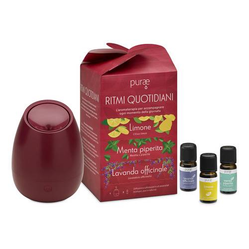 Purae Kit Ritmi Quotidiani Diffusore + 3 Olio Essenziali